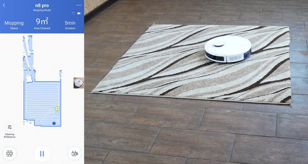 Conduite sur moquette en mode de nettoyage humide