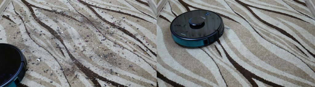 Nettoyage d'un tapis avec un aspirateur robot