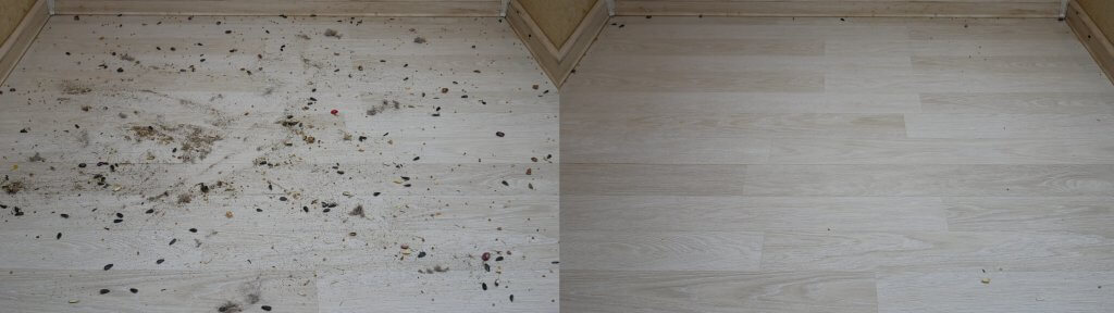 Accumulation de débris sur un sol stratifié