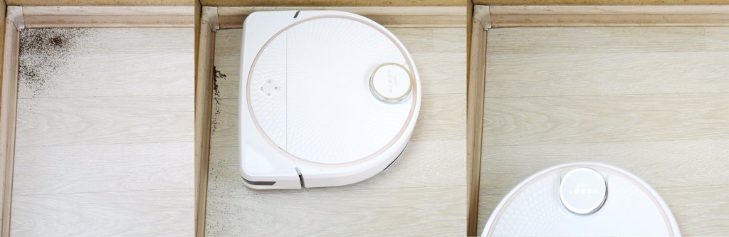 L'aspirateur robot nettoie efficacement les coins en éliminant les débris.