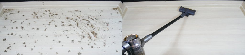 Accumulation de débris sur un sol stratifié