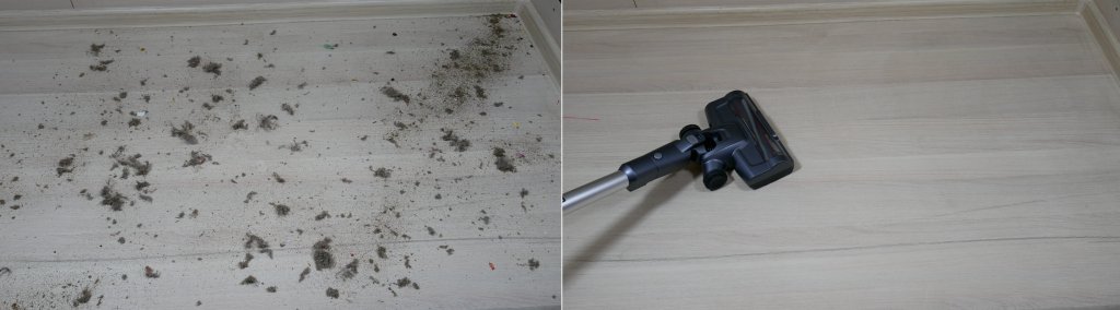 Accumulation de débris sur un sol stratifié