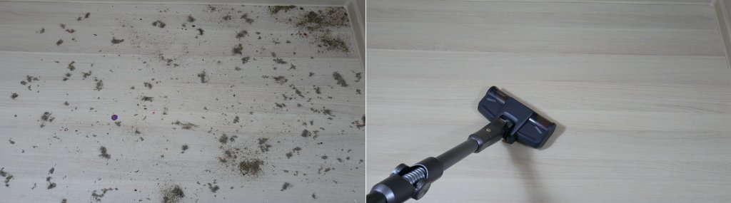 Accumulation de débris sur un sol stratifié