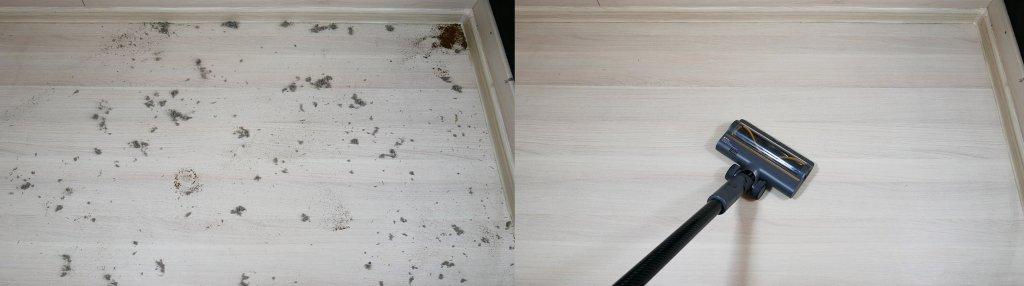 Dreame R20 : Collection Débris sur revêtement de sol stratifié