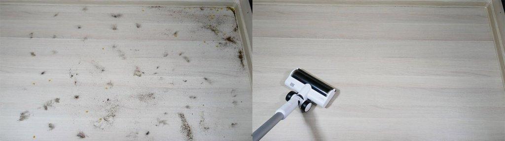 Lydsto V11H : Collecte de débris sur sol stratifié