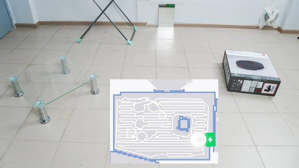 Aspirateur robot Xiaomi S20 : Navigation dans une pièce avec des obstacles