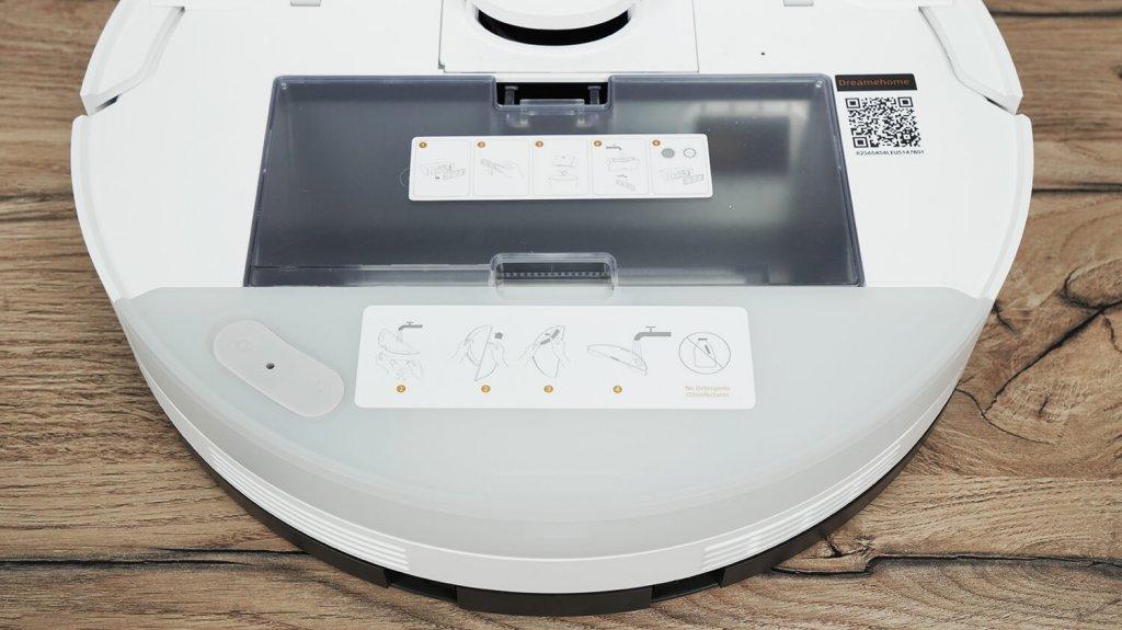 Dreame D20 Pro : Emplacement du bac à poussière