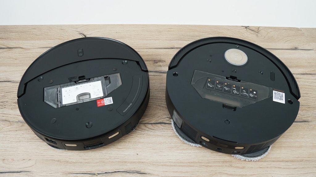 Dreame X50 Master og Roborock Saros 10R: Plassering av støvbeholdere